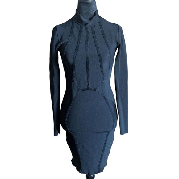 Marciano Y2K Black Bandage Turtleneck Dress, Size S - Picture 1 of 8
